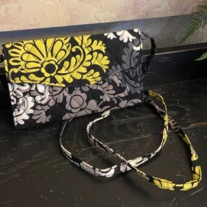 Vera Bradley, Black (with grey, white, and yellow) Crossbody